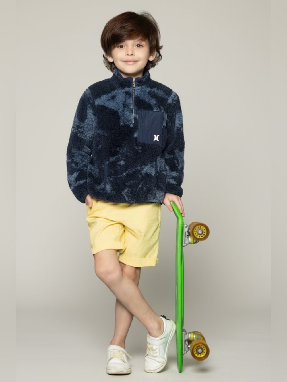 Hurley Kids Navy Plush Sherpa Pullover with Chest Pocket
